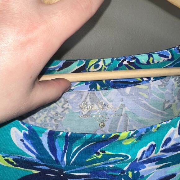 Lilly Pulitzer Maci Twist Front Top Bennet Blue Sneak a Peak Size Small Blue - Picture 3 of 8